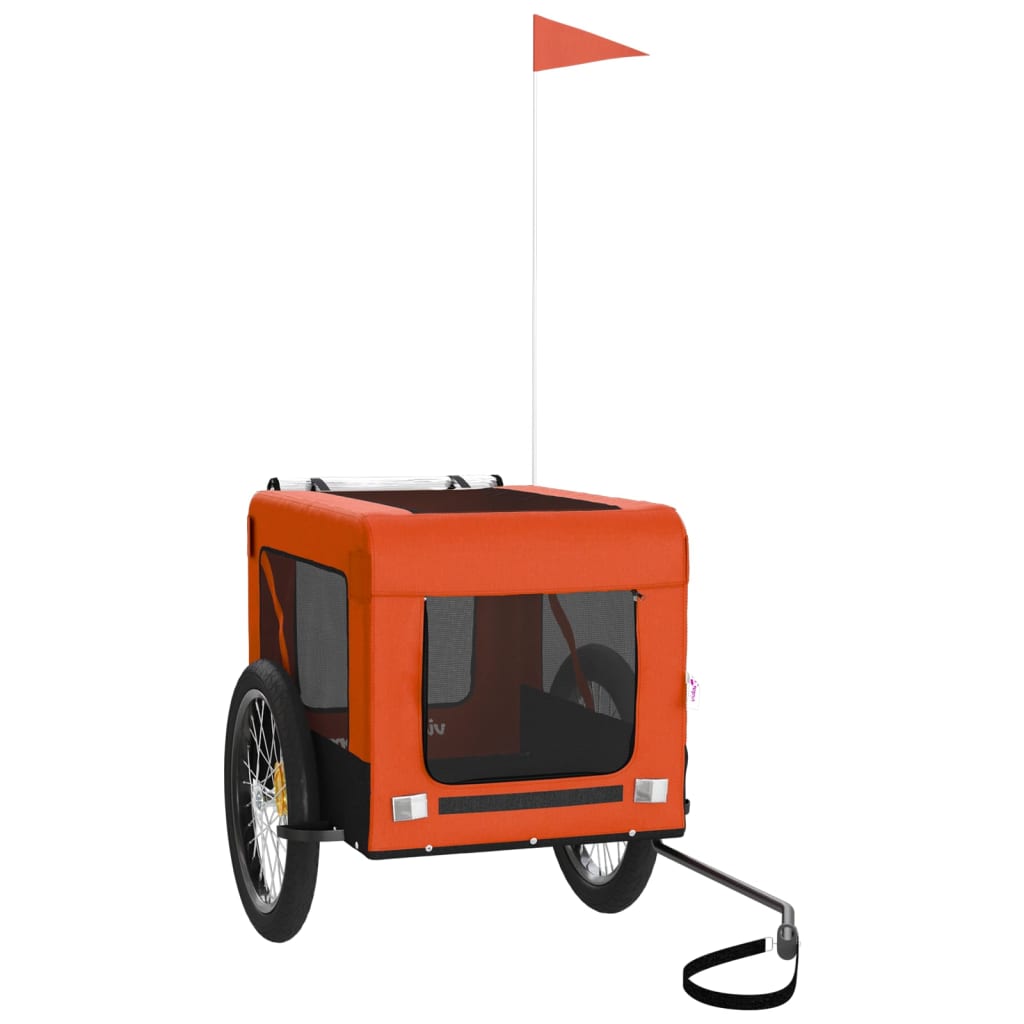 Remorque de vélo pour animaux de compagnie orange et noir