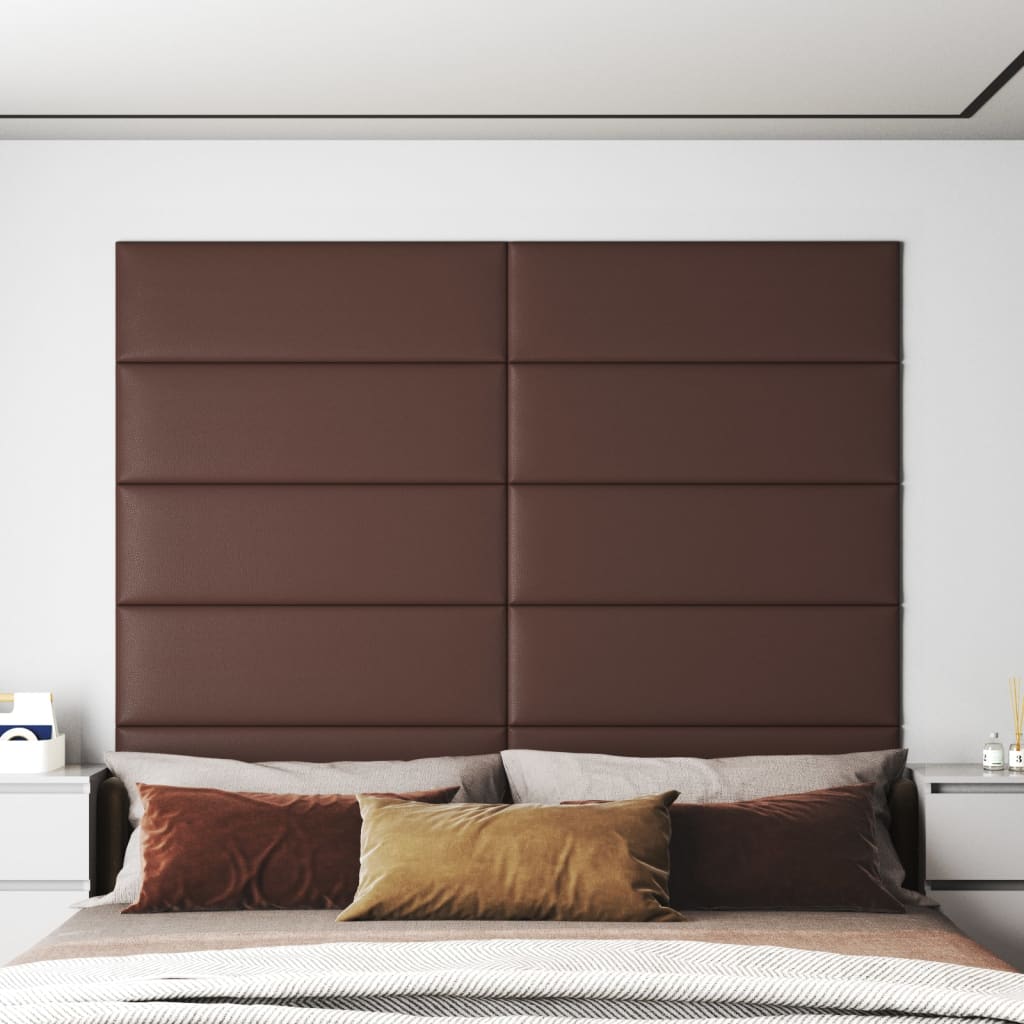 Panneaux muraux 12 pcs Marron 90x30 cm Similicuir 3,24 m²