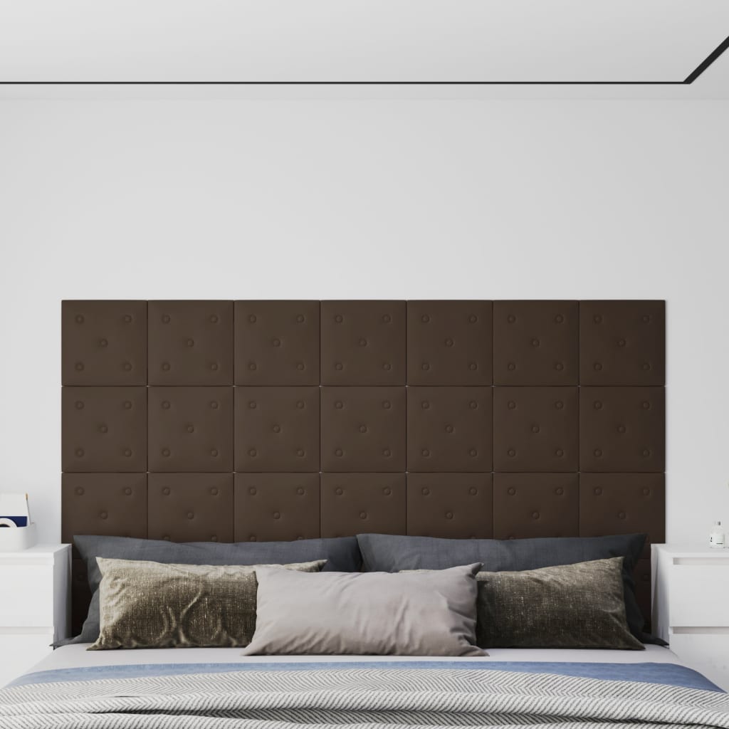 Panneaux muraux 12 pcs Marron 30x30 cm Similicuir 1,08 m²