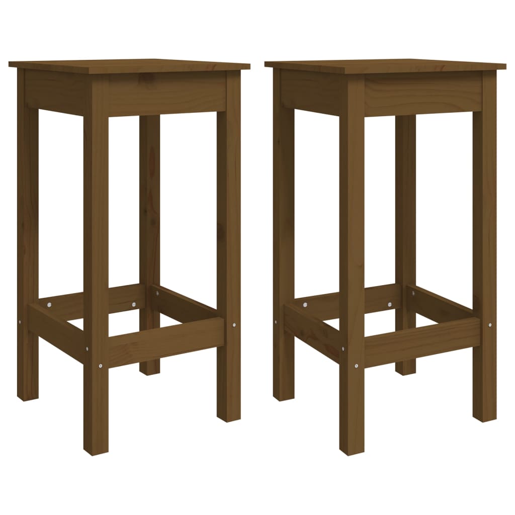 Chaises de bar 2 pcs Marron miel 40x40x78 cm Bois de pin solide