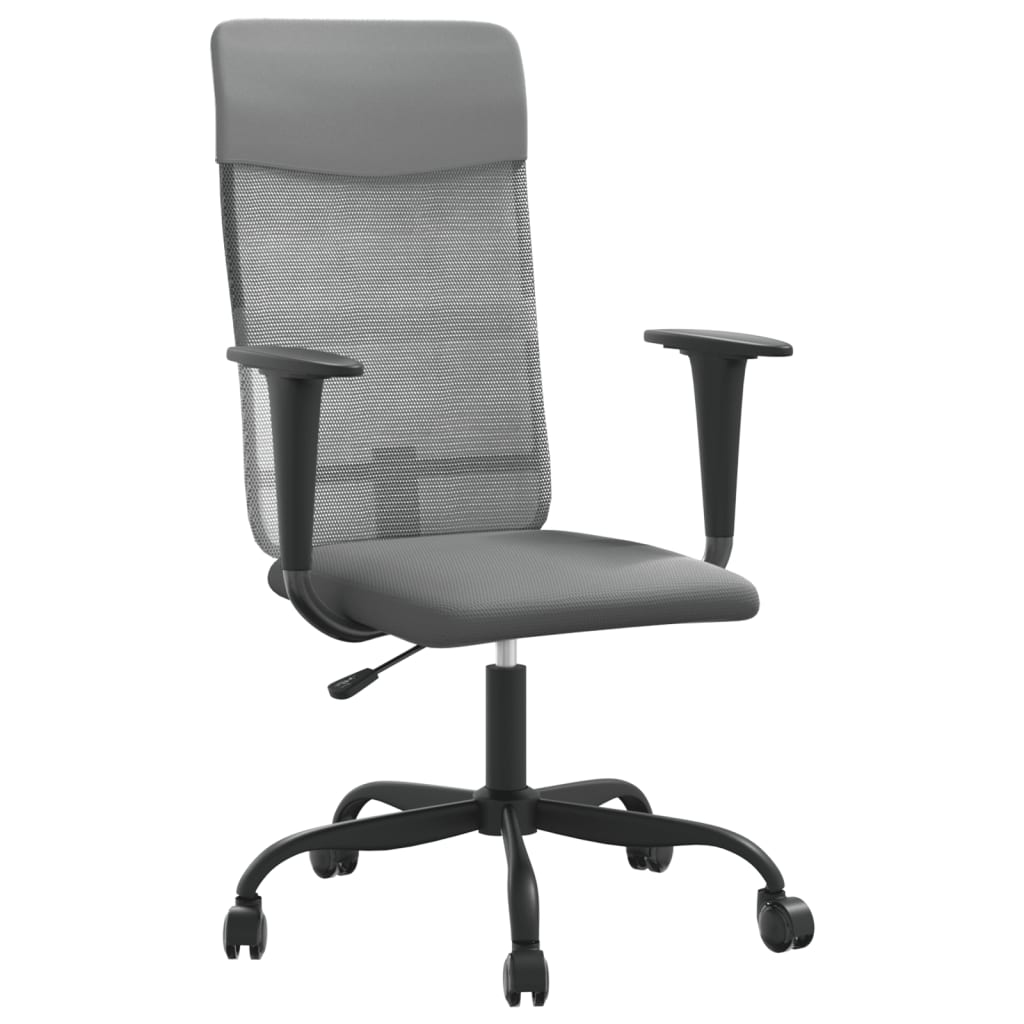 Chaise de bureau gris tissu en maille et similicuir