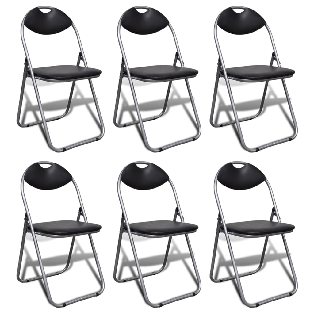 Chaises à manger pliables lot de 6 noir similicuir et acier