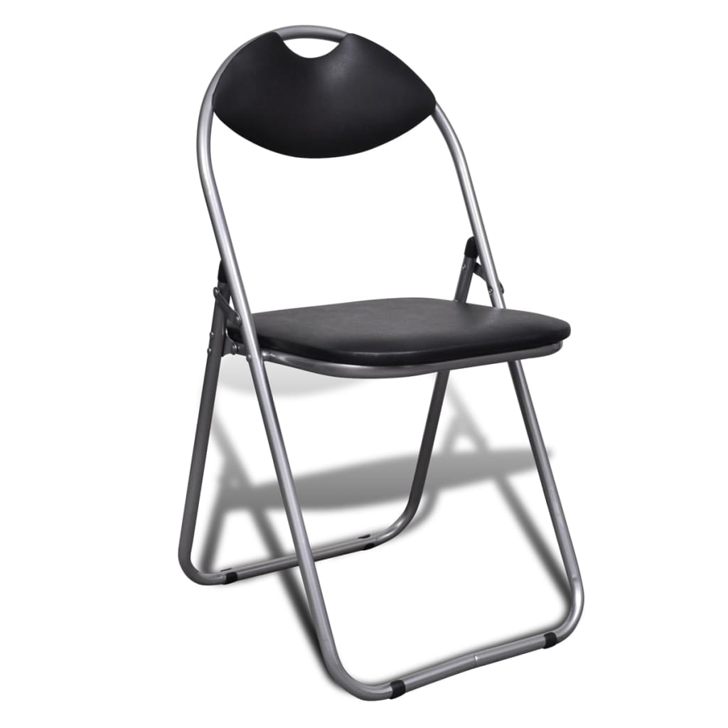 Chaises à manger pliables lot de 6 noir similicuir et acier