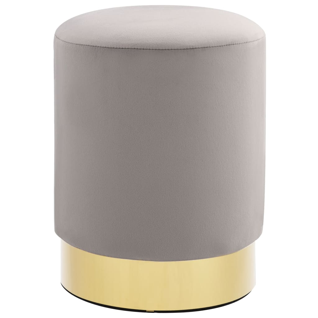 Tabouret Gris clair et doré Velours