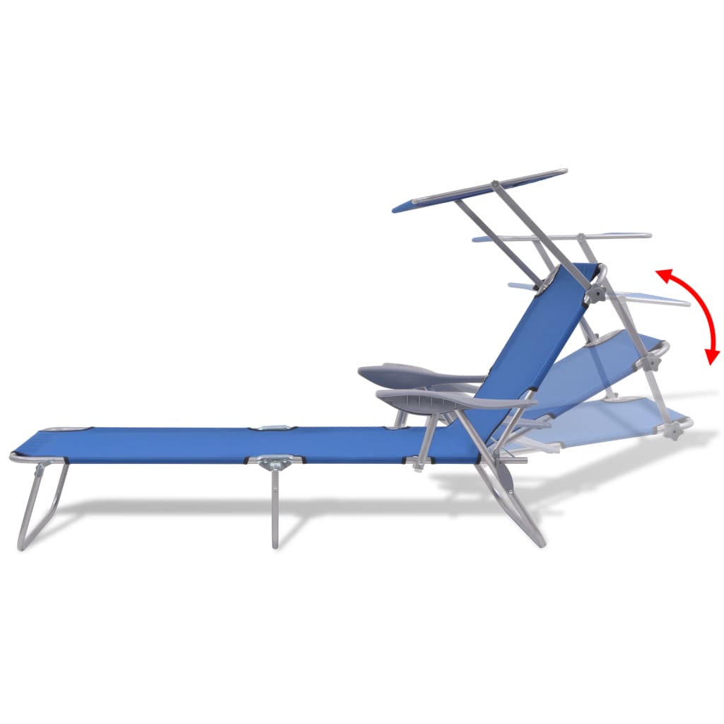 Chaise longue avec auvent Acier Bleu