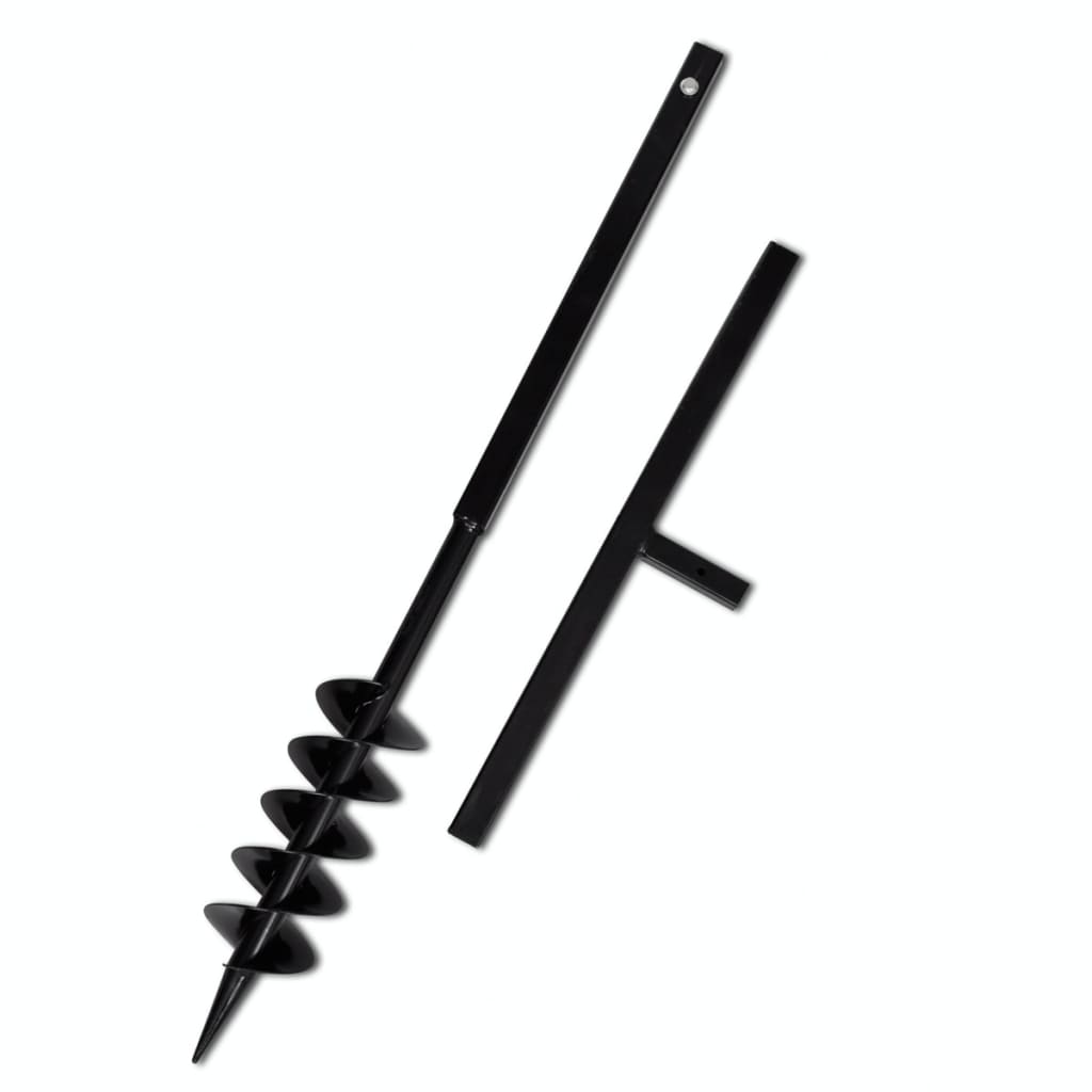Tarière de sol avec mèche de tarière spirales 100 mm Acier Noir