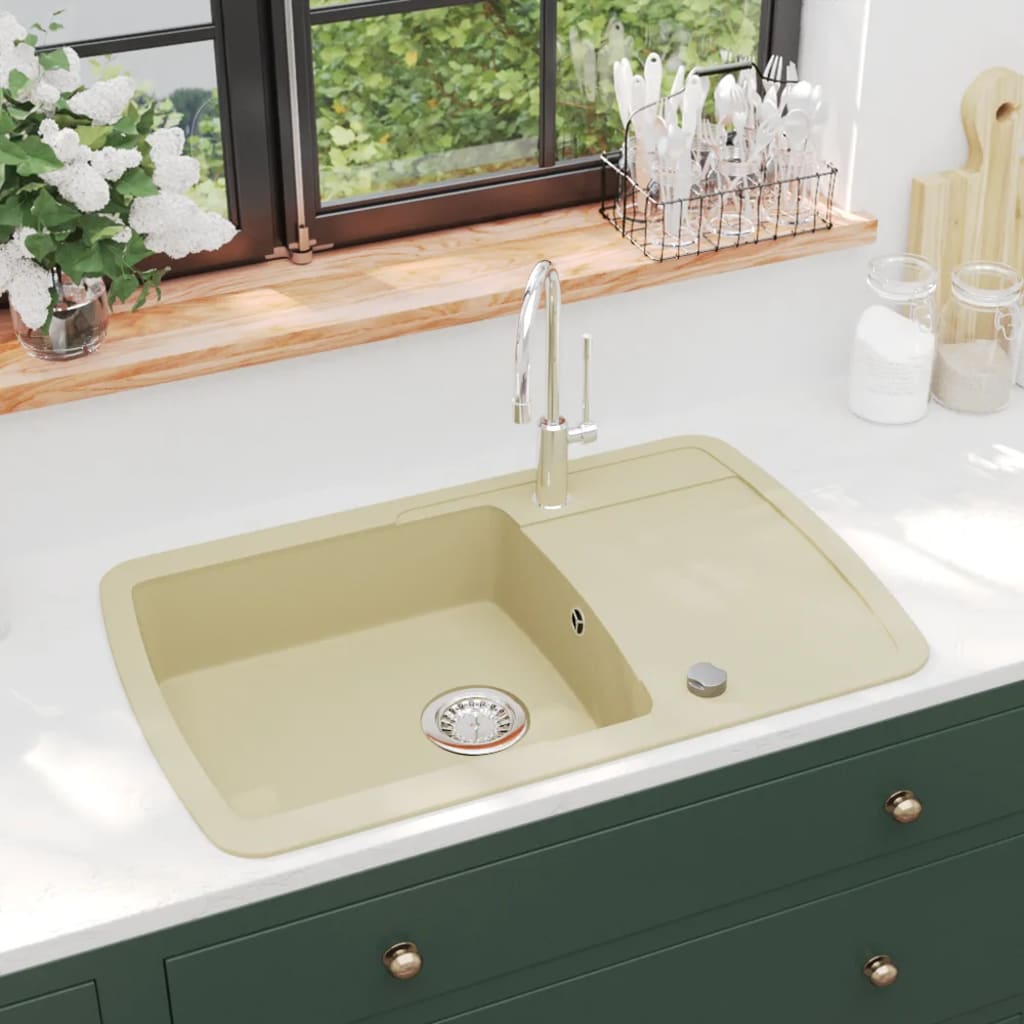 Évier de cuisine Granit Seul lavabo Beige