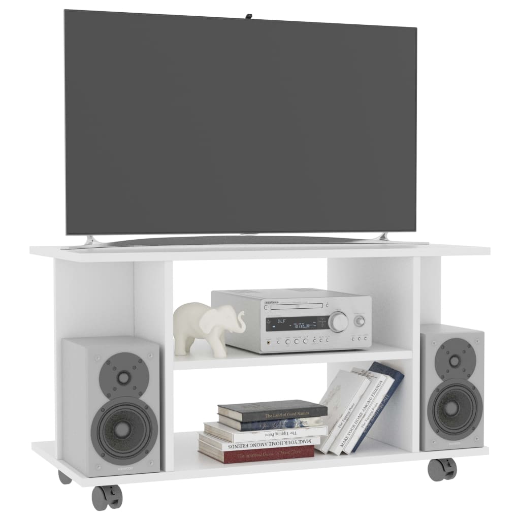 Meuble TV avec roulettes Blanc 80 x 40 x 40 cm Aggloméré