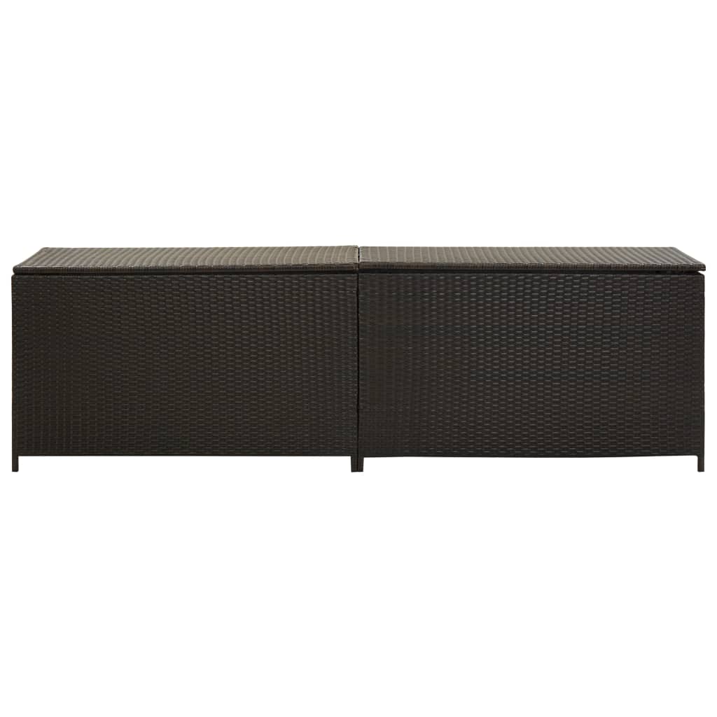 Boîte de rangement de jardin Résine tressée 200x50x60 cm Marron