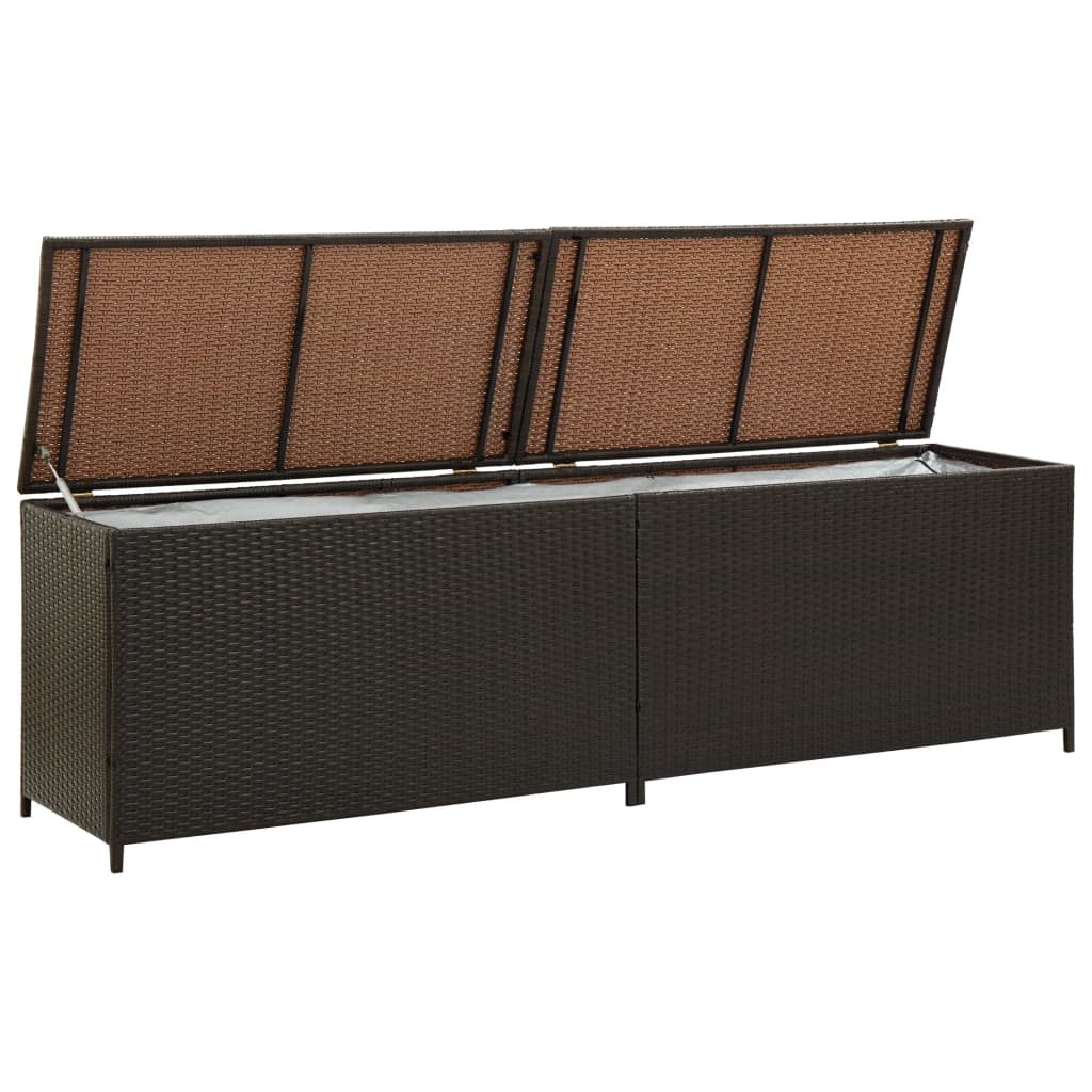 Boîte de rangement de jardin Résine tressée 200x50x60 cm Marron