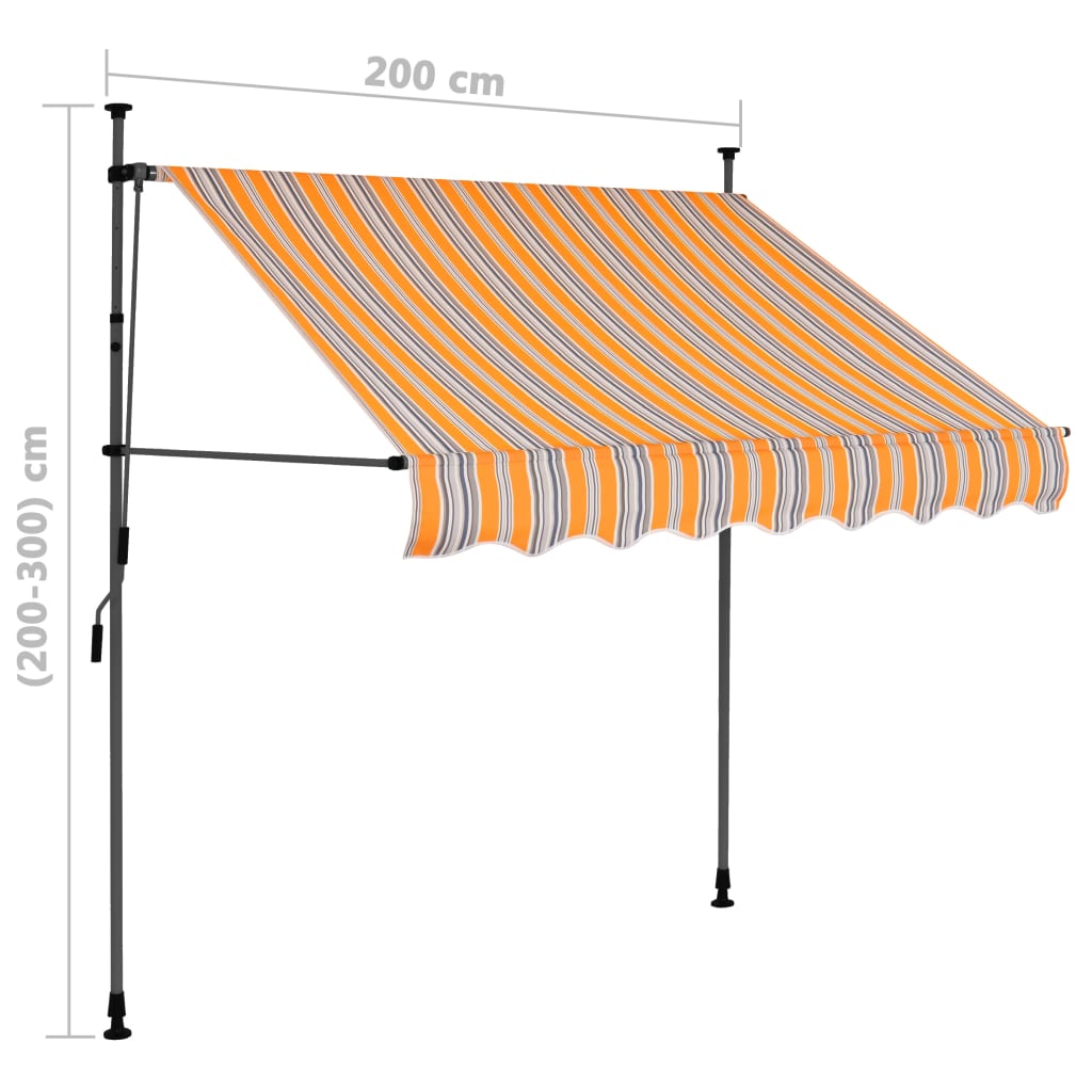 Auvent manuel rétractable avec LED 200 cm Jaune et bleu