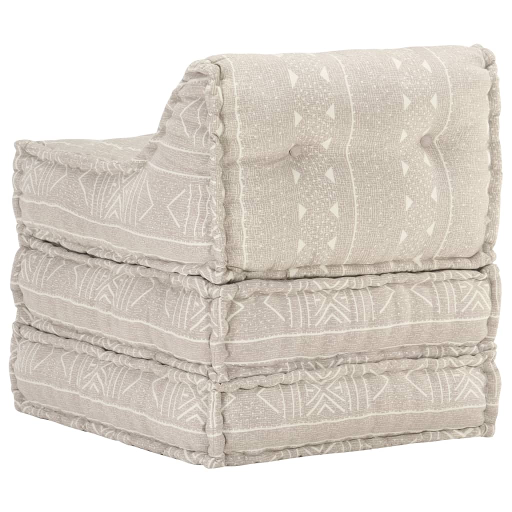 Modular Pouffe Beige Fabric