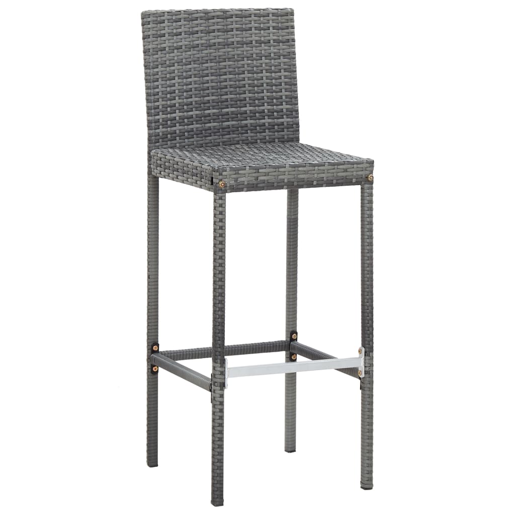 Ensemble de bar 9 pcs Résine tressée et bois d'acacia Gris