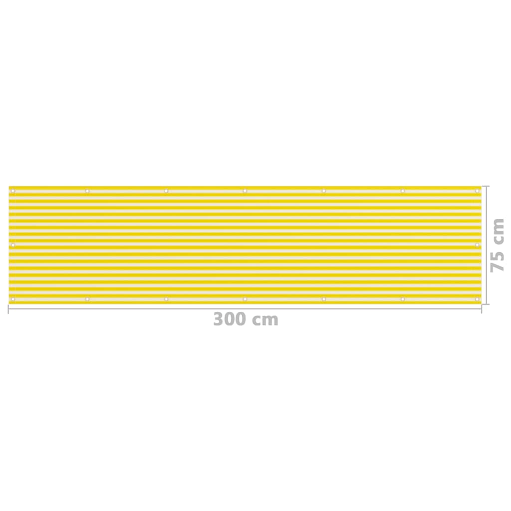 Écran de balcon Jaune et blanc 75x300 cm PEHD