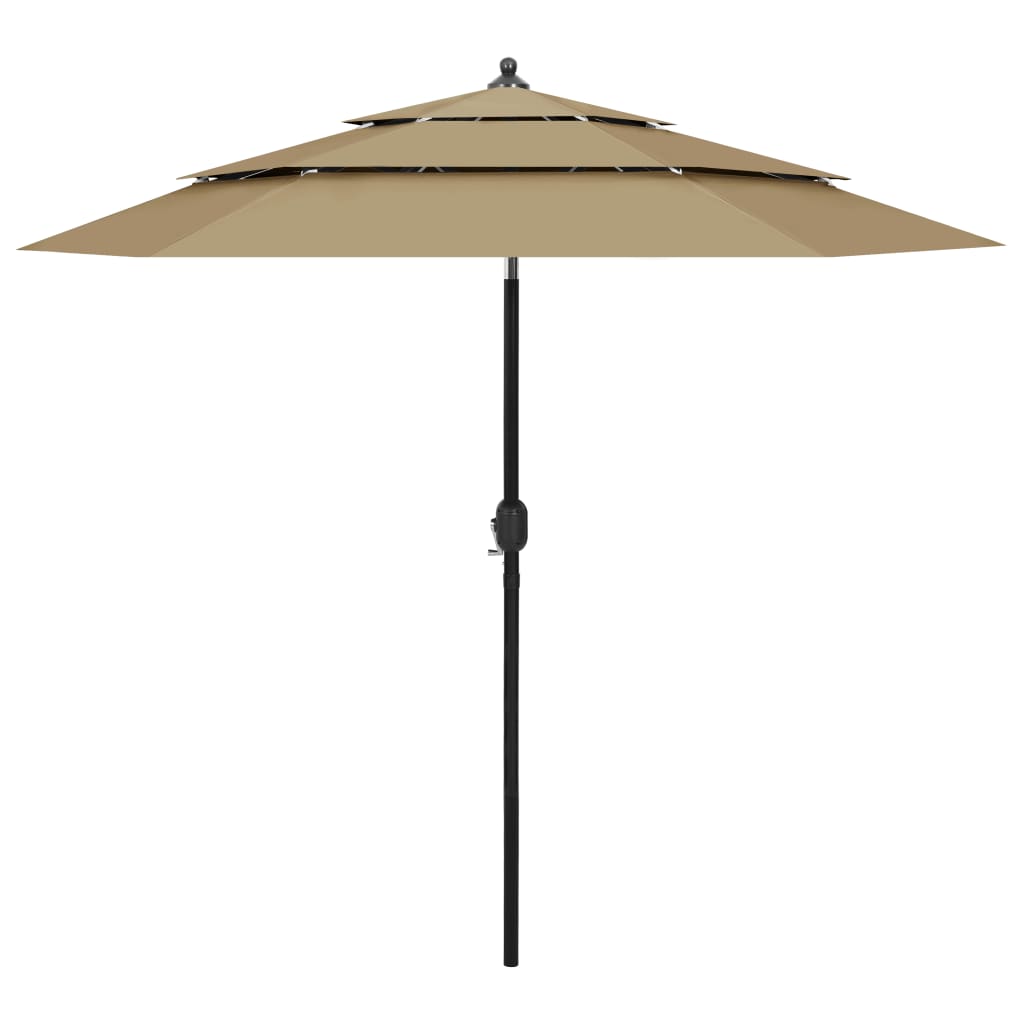 Parasol à 3 niveaux avec mât en aluminium Taupe 2,5 m