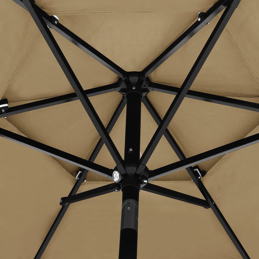 Parasol à 3 niveaux avec mât en aluminium Taupe 2,5 m