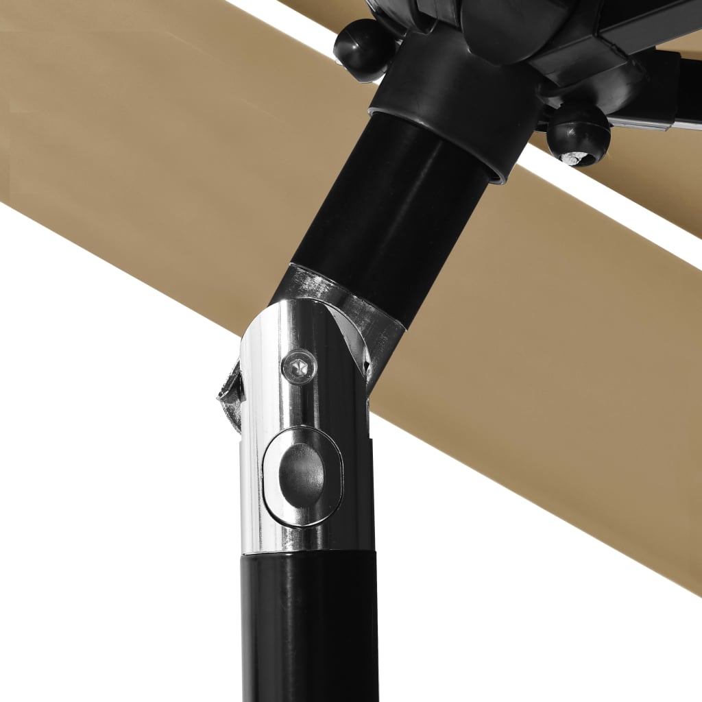 Parasol à 3 niveaux avec mât en aluminium Taupe 2,5 m