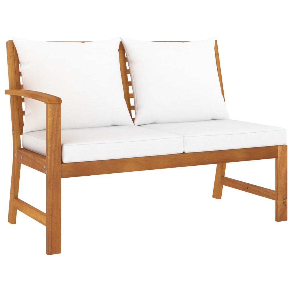 Salon de jardin 5 pcs avec coussin Crème Bois d'acacia solide