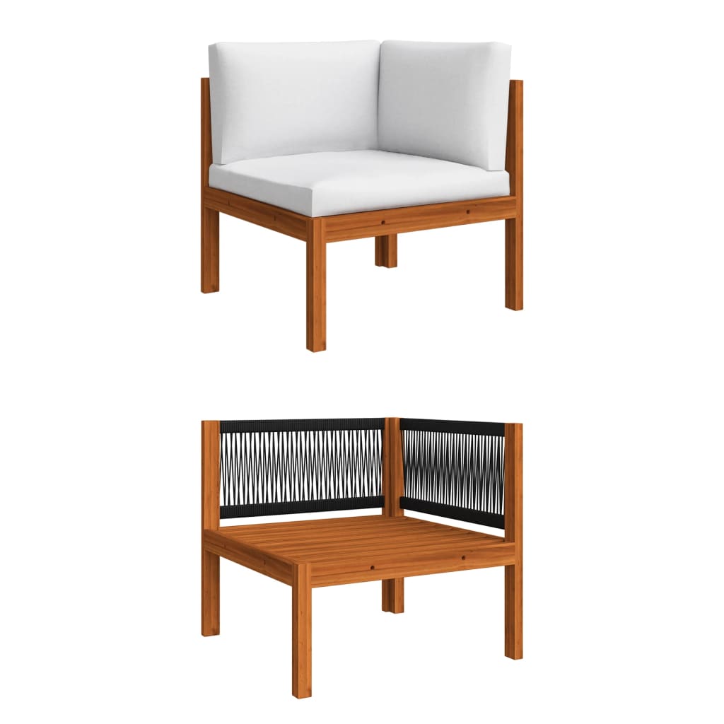 Salon de jardin 5 pcs avec coussins Crème Bois d'acacia solide