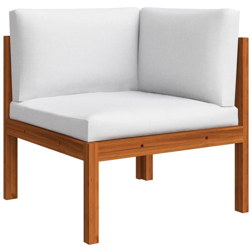Salon de jardin 5 pcs avec coussins Crème Bois d'acacia solide