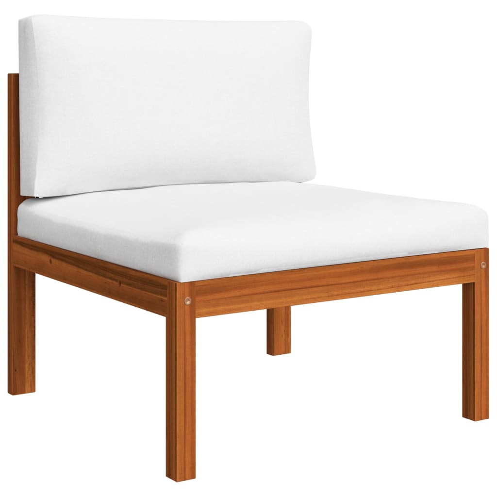 Salon de jardin 5 pcs avec coussins Crème Bois d'acacia solide