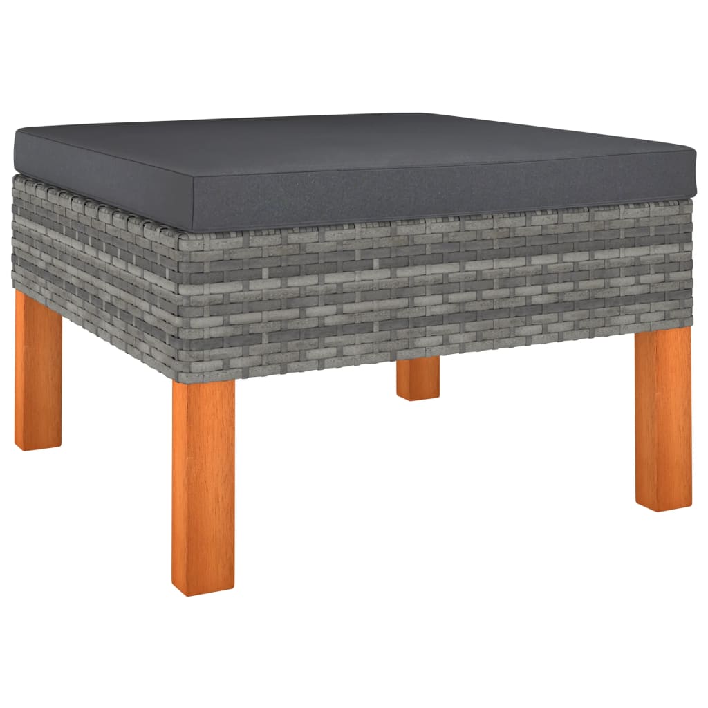 Salon de jardin 8 pcs avec coussins Résine tressée Gris