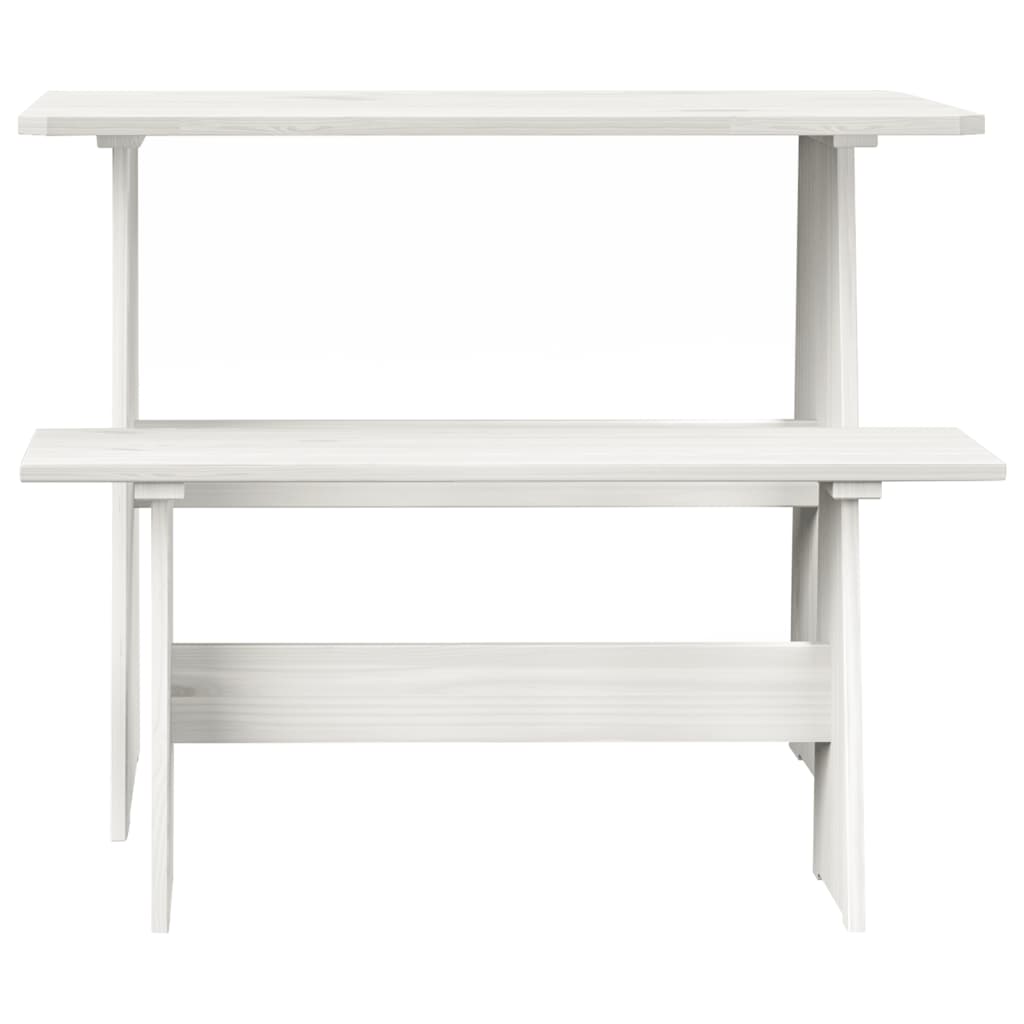 Table à manger avec banc Blanc Bois de pin solide