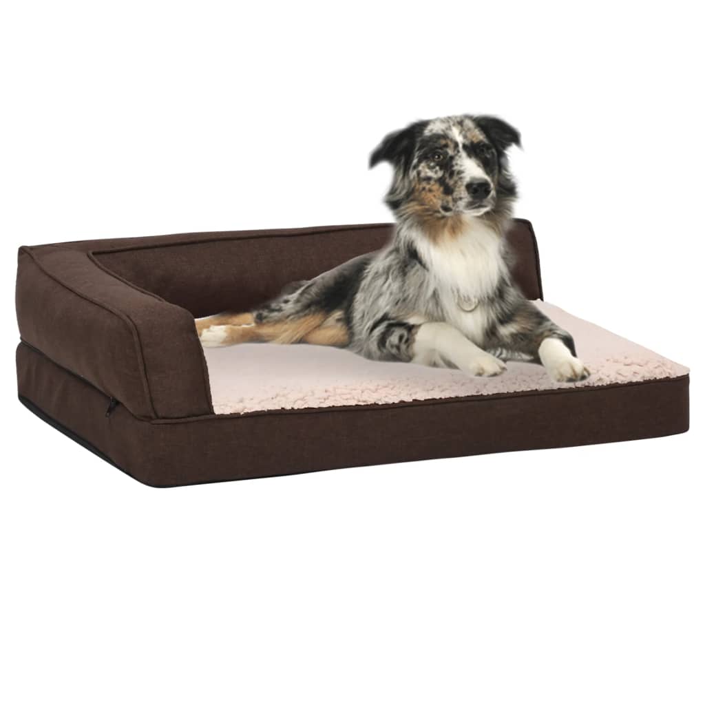 Matelas de lit ergonomique de chien 60x42 cm Polaire aspect lin