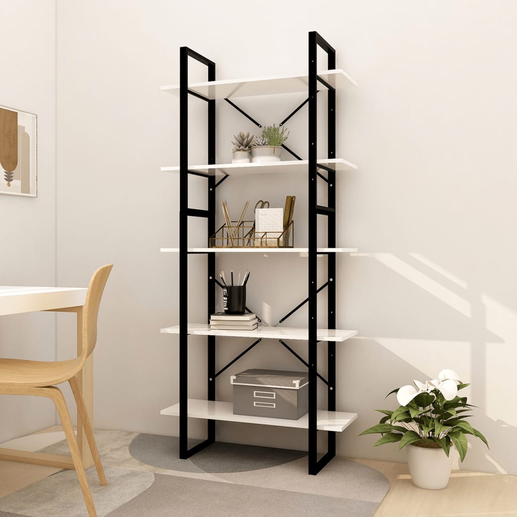 Bibliothèque à 5 niveaux Blanc 80x30x175 cm Aggloméré
