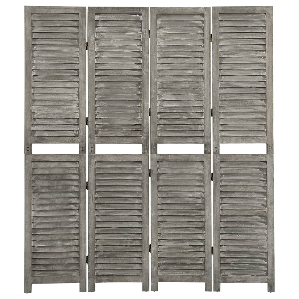 Cloison de séparation 4 panneaux Gris 143x166 cm Bois solide