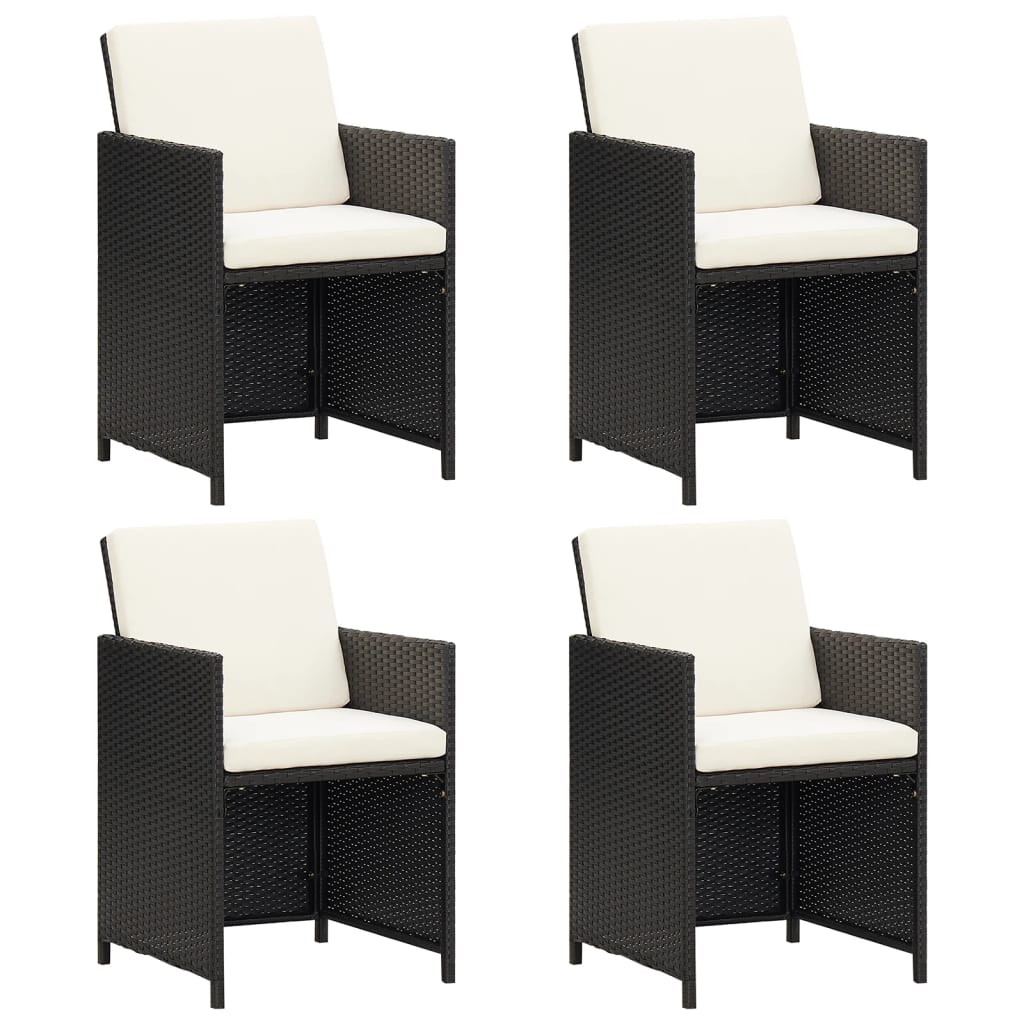 Chaises de jardin 4 pcs Résine tressée Noir