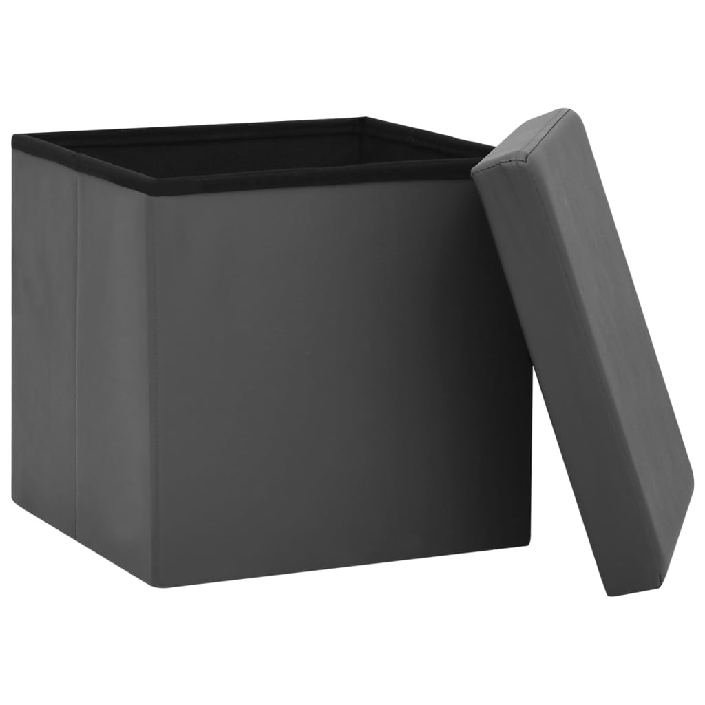 Tabouret de rangement pliable Gris PVC