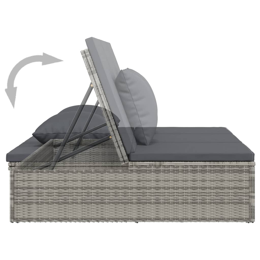 Transat convertible avec coussin Résine tressée Gris foncé