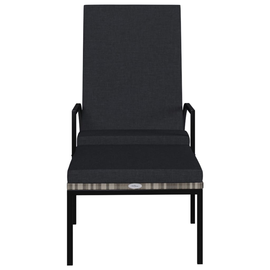 Chaise longue avec repose-pied Résine tressée Gris