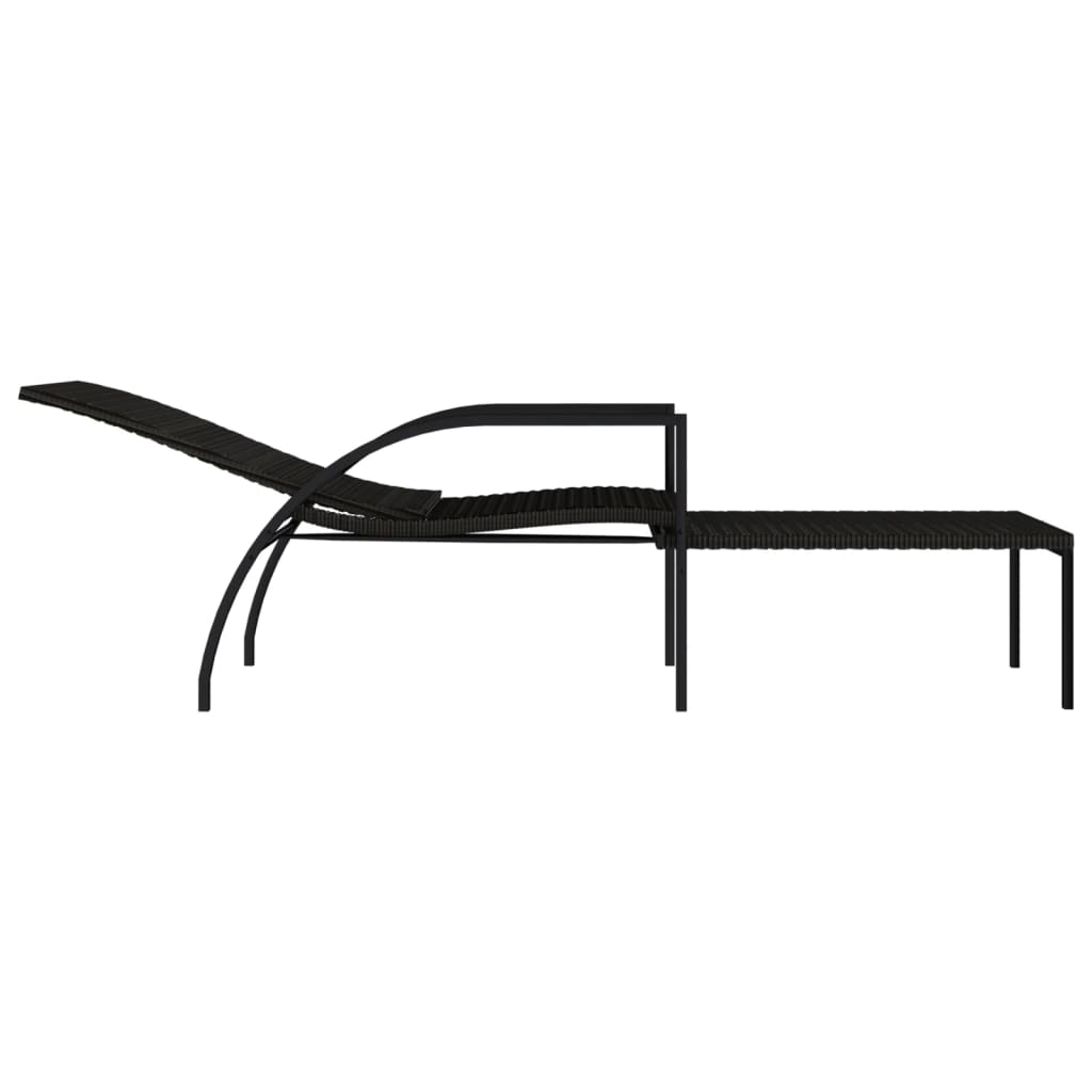 Chaises longues avec repose-pied 2 pcs Résine tressée Marron