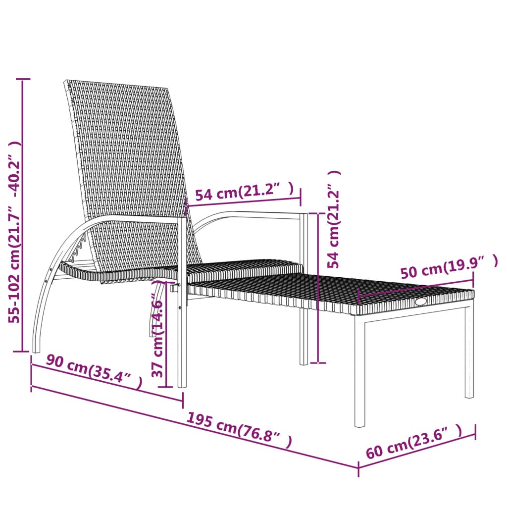 Chaises longues avec repose-pied 2 pcs Résine tressée Marron