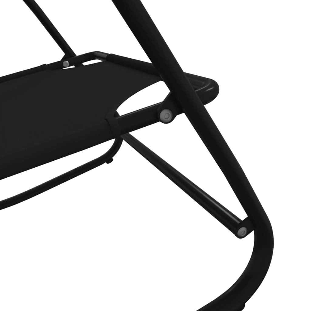 Chaises longues à bascule 2 pcs Noir Acier et textilène