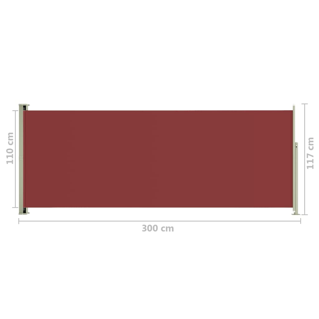 Auvent latéral rétractable de patio 117x300 cm Rouge