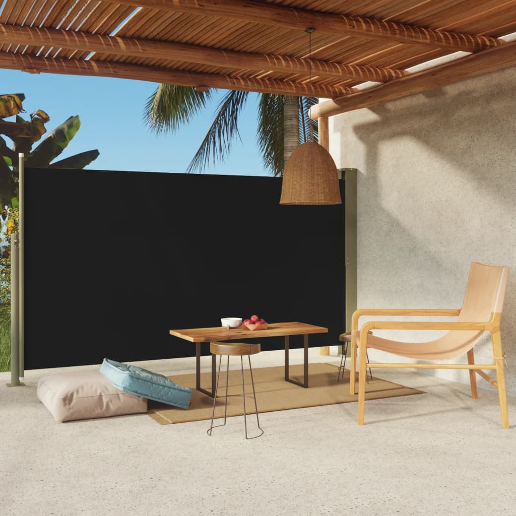 Auvent latéral rétractable de patio 170x300 cm Noir