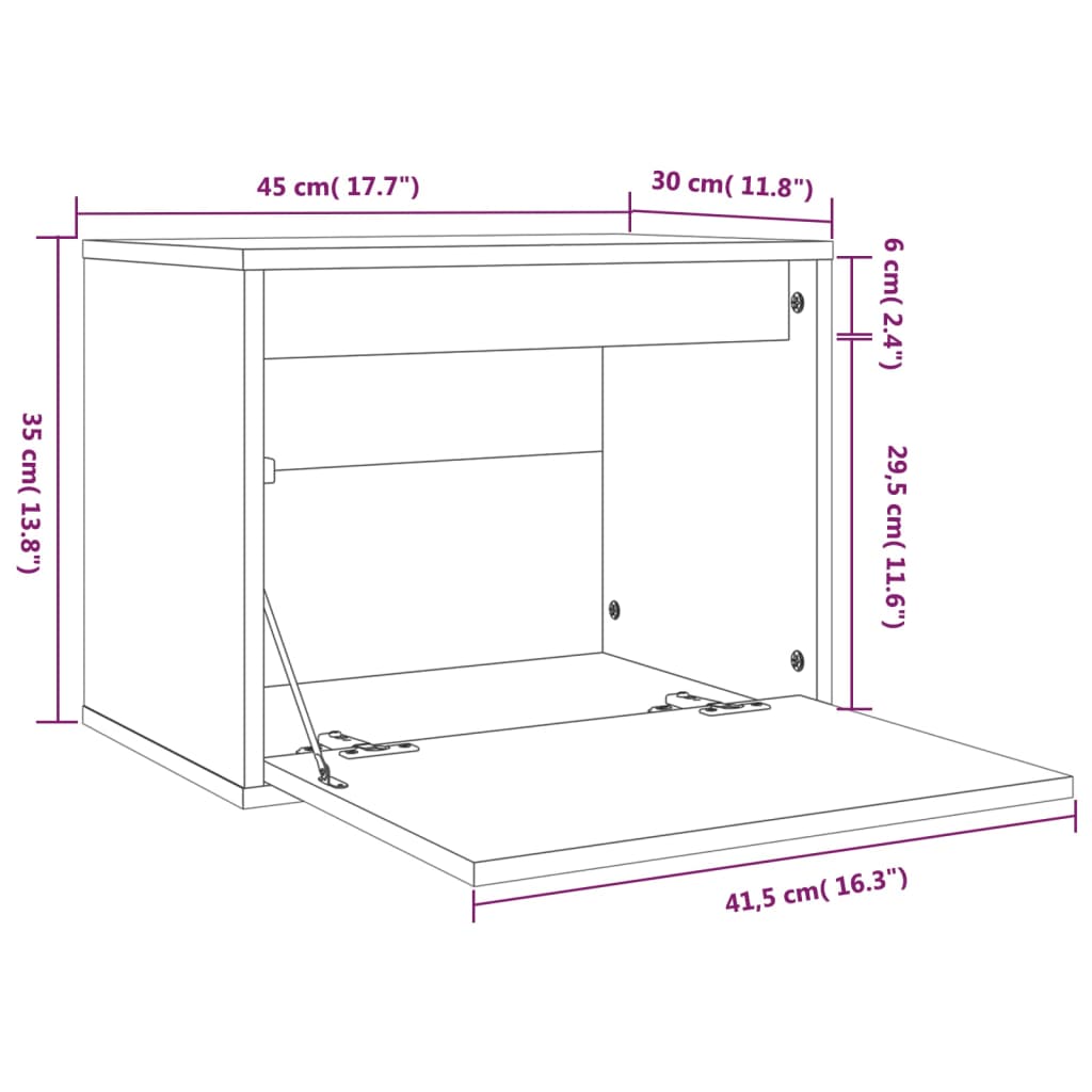 Armoire murale Blanc 45x30x35 cm Bois de pin massif