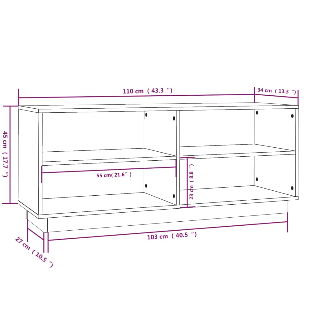Armoire à chaussures Gris 110x34x45 cm Bois de pin massif