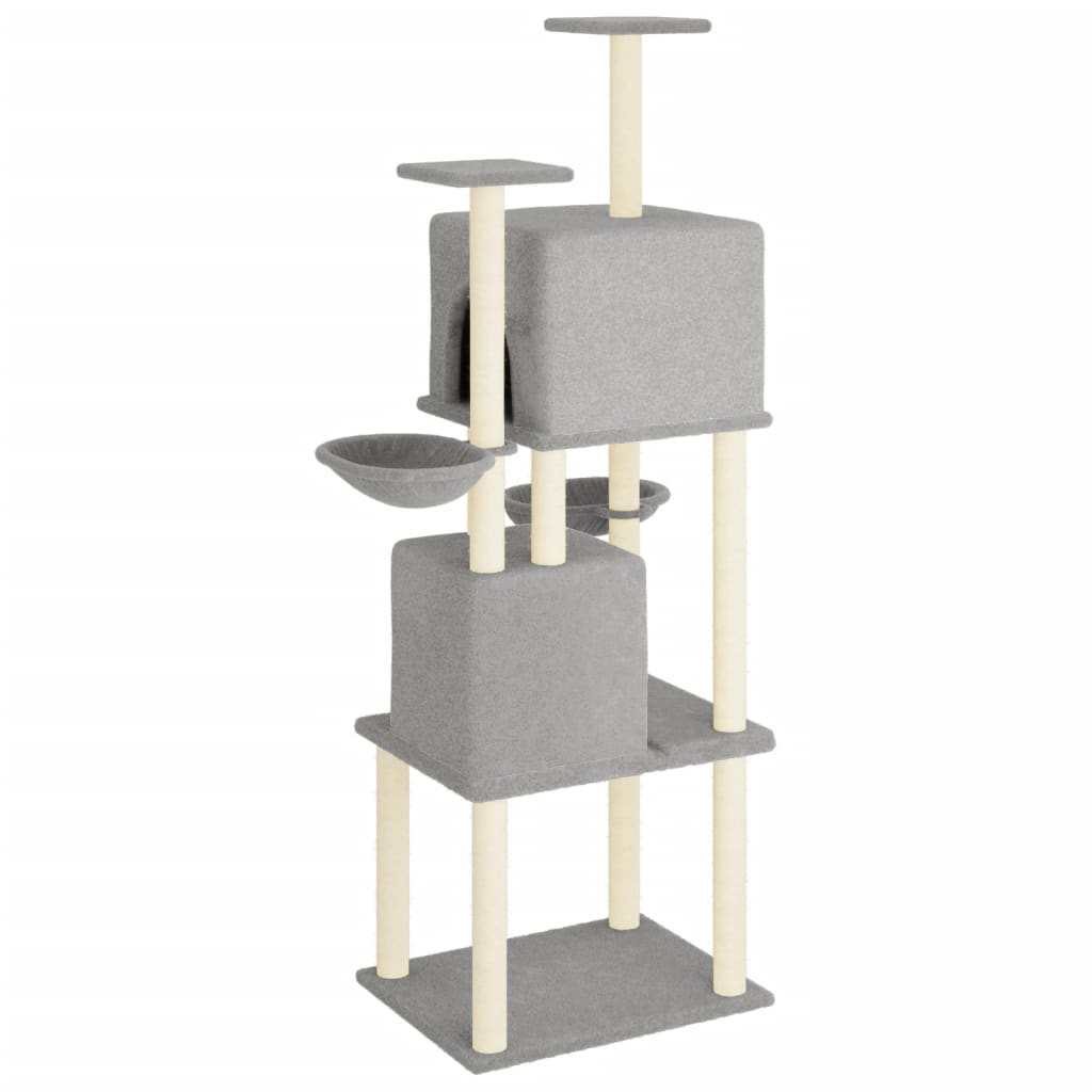 Arbre à chat avec griffoirs en sisal Gris clair 180 cm