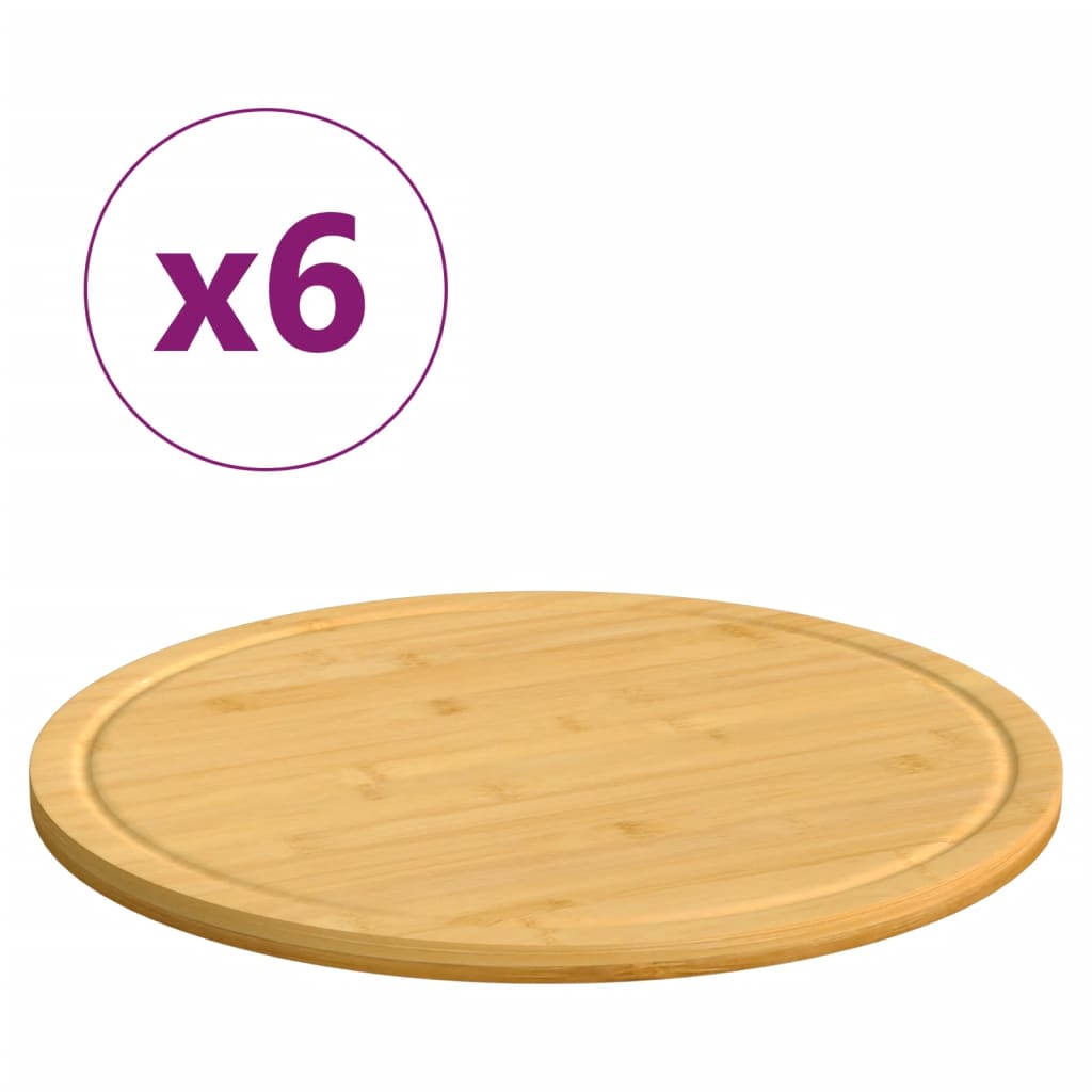 Planches à découper 6 pcs Ø30x1,5 cm bambou