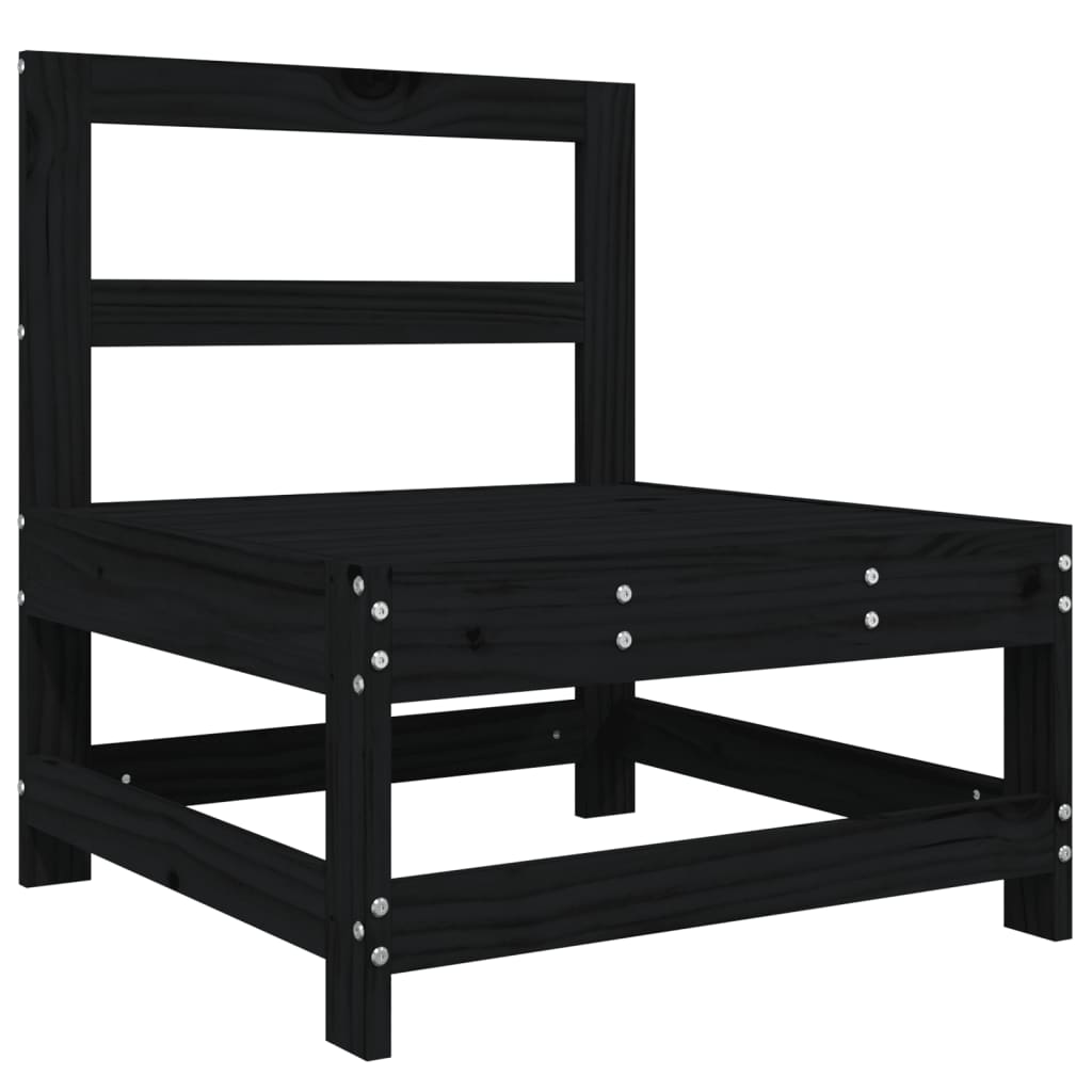 Salon de jardin 4 pcs noir bois massif de pin
