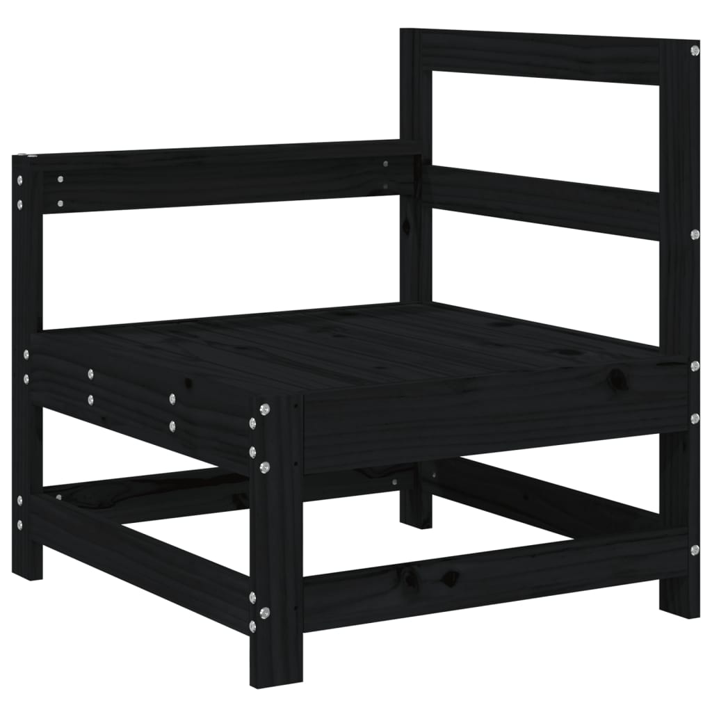 Salon de jardin 4 pcs noir bois massif de pin