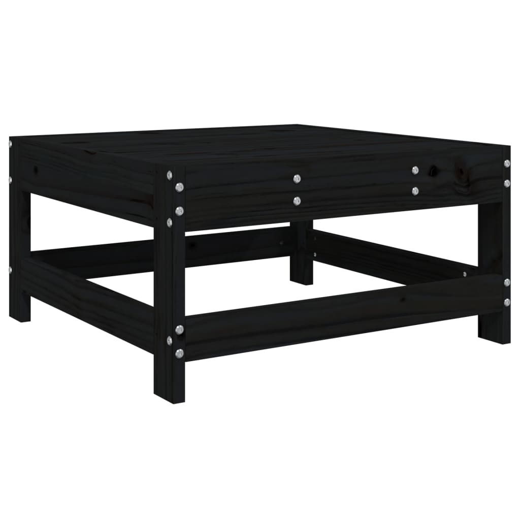 Salon de jardin 4 pcs noir bois massif de pin