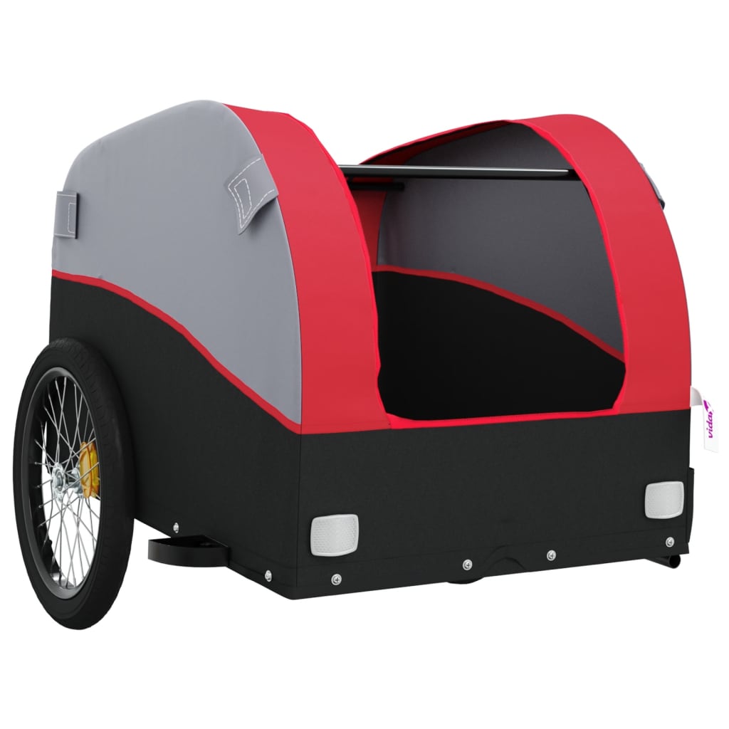 Remorque pour vélo noir et rouge 45 kg fer