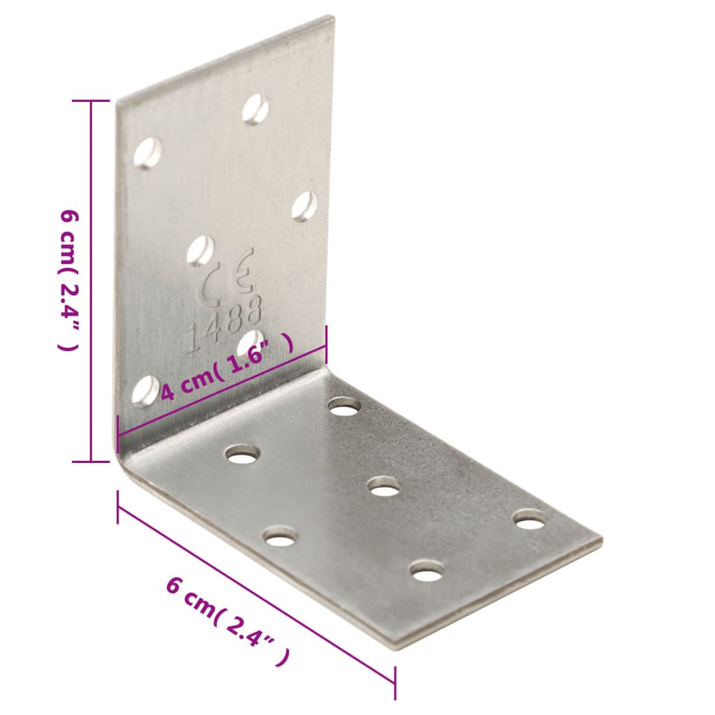 Équerres de fixation 40 pcs 2 mm 60x40x60 mm acier galvanisé
