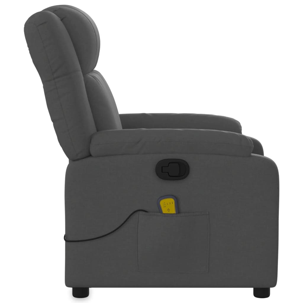 Fauteuil de massage inclinable Gris foncé Tissu